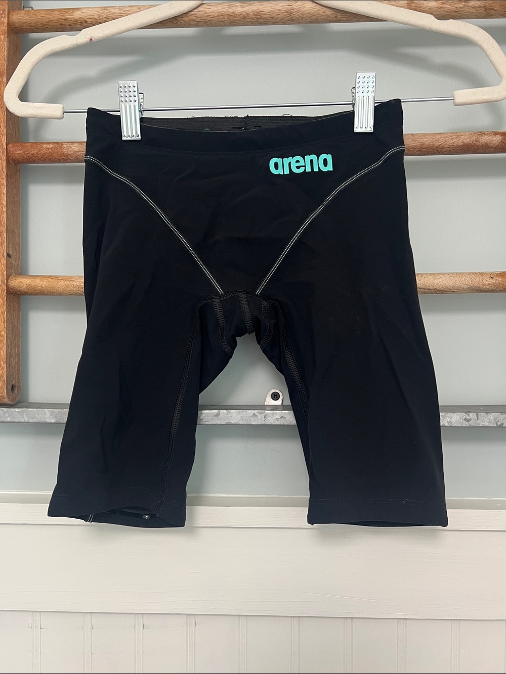 Boys Arena Powerskin Impulso text Sue racing jammer youth 28 (12-13)